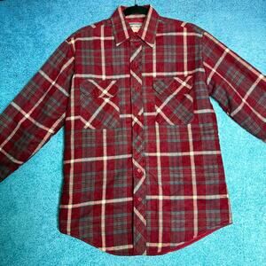 Vintage Outreach Quilted Lined Shacket Men’s S – Red Plaid Button Shirt Jacket